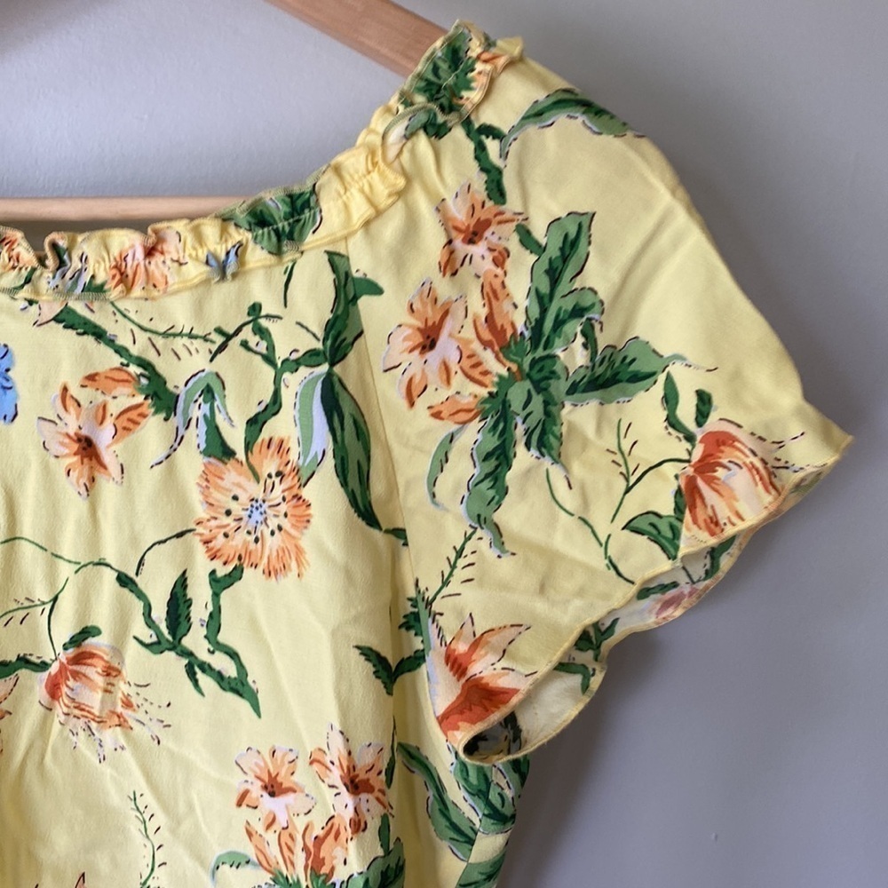 Aritzia Wilfred Aurelia Yellow Floral Wrap Top - Picture 10 of 12